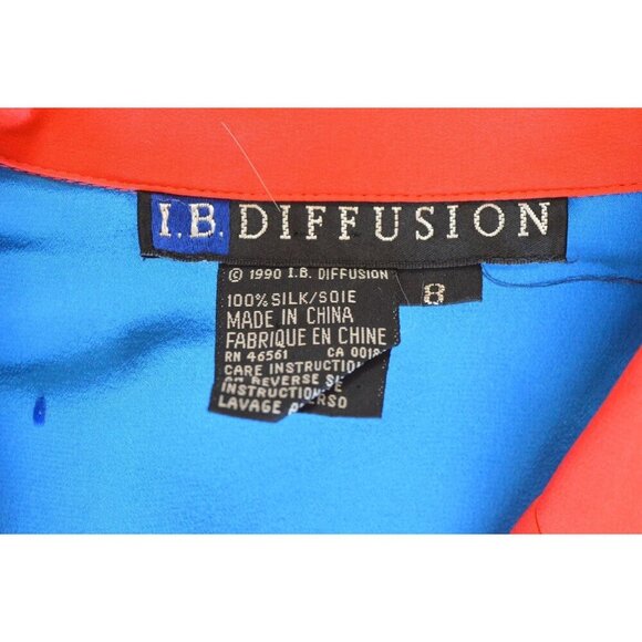 Vintage I.B. Diffusion 1990s Colorblock Silk Shirt High Waisted Pants Set Sizes - Picture 5 of 12